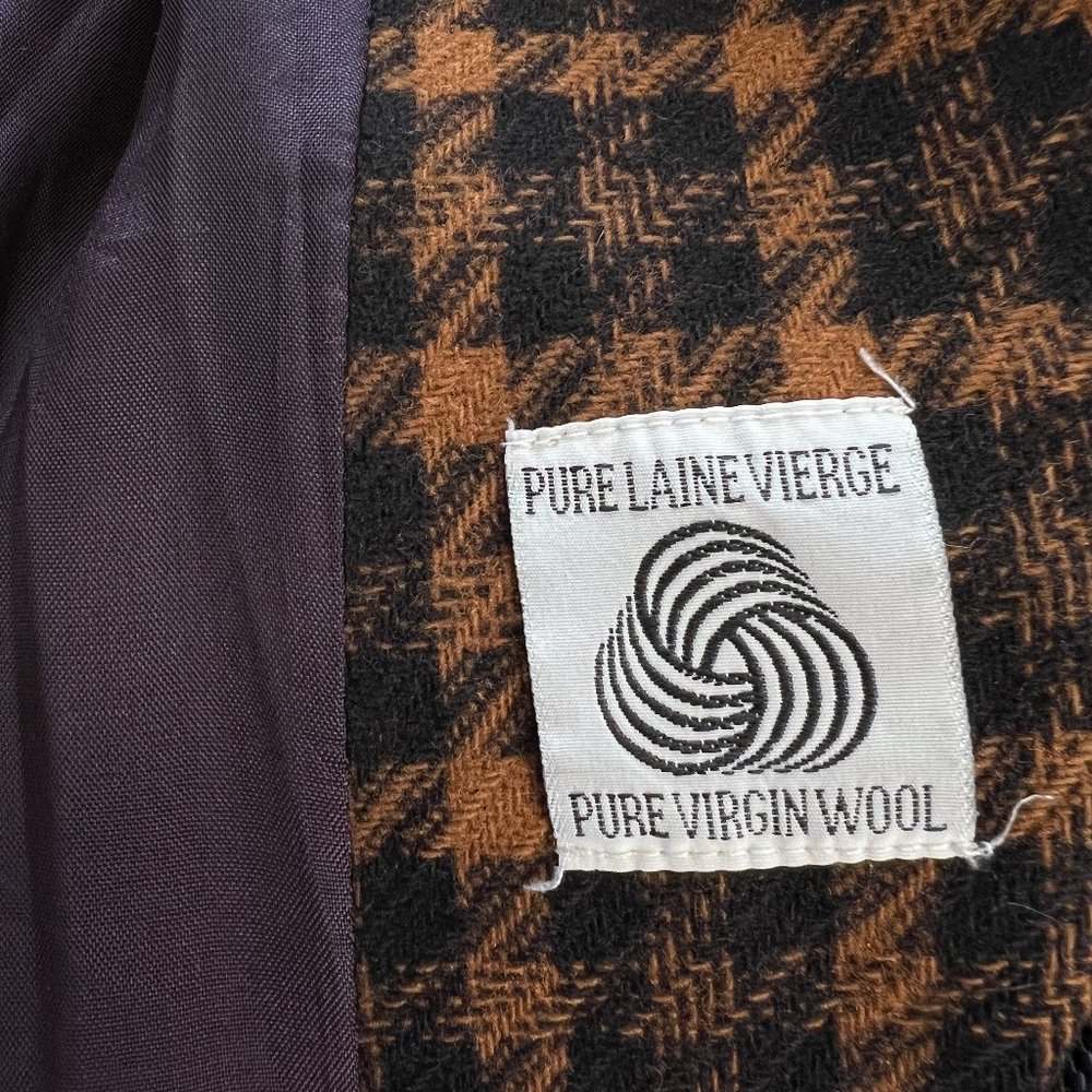 Vintage Union Made Oversized Wool Houndstooth Tweed Knit Plaid Blazer Suit Coat - Picture 7 of 10